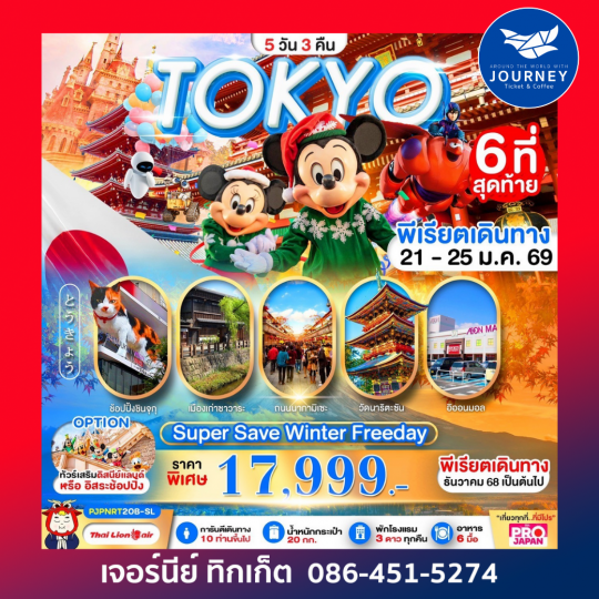 TOKYO WINTER FREEDAY เที่ยวโตเกียวบรรยากาศฤดูหนาว 5 วัน 3 คืน