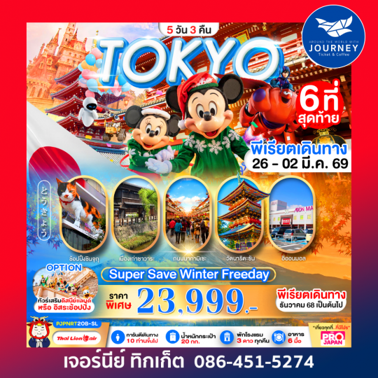 TOKYO WINTER FREEDAY เที่ยวโตเกียวบรรยากาศฤดูหนาว 5 วัน 3 คืน