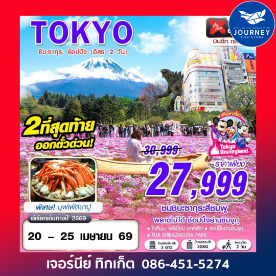 TOKYO ชิบะซากุระ ช้อปปัง (FREEDAY 2 วัน) บินดึกกลับสาย APR-MAY 6D4N