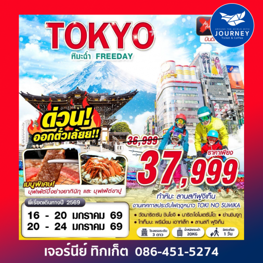 TOKYO WINTER หิมะฉ่ำ  FREEDAY (บินดึกกลับเช้า) DEC-JAN 5D3N