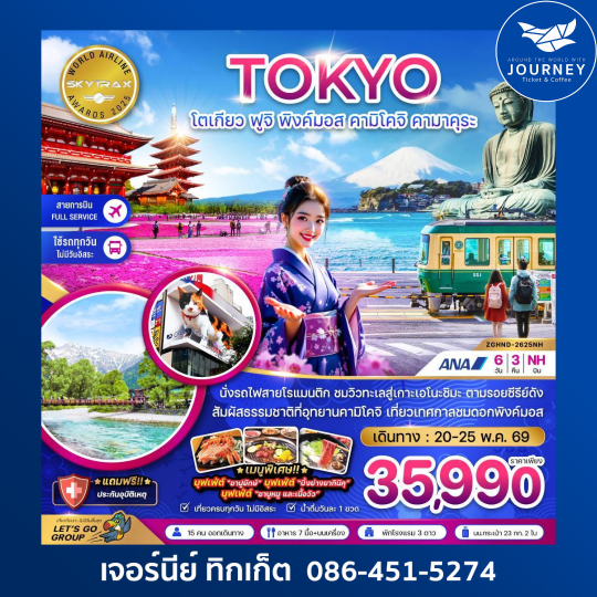 โตเกียว ฟูจิ พิงค์มอส คามืโมจิ คามาคุระ (เที่ยวครบทุกวัน) 6 วัน 3 คืน