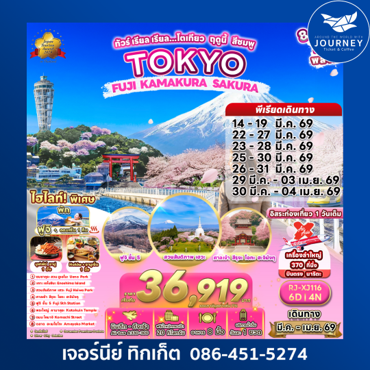 ทัวร์ เรียล เรียล…โตเกียว ฤดูนี้ สีชมพู TOKYO FUJI KAMAKURA SAKURA 6D4N