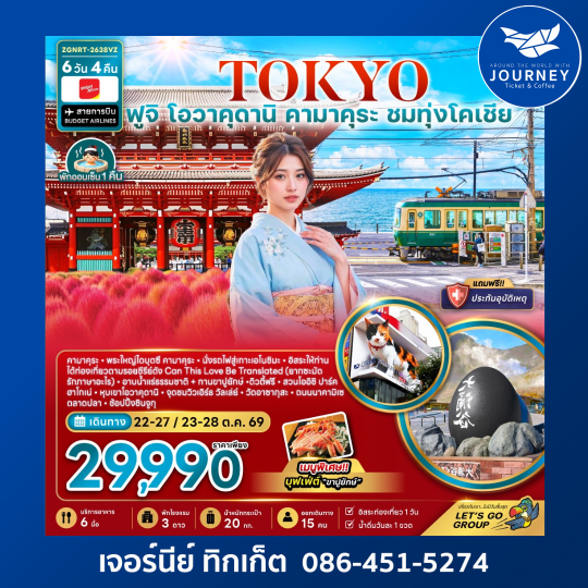 โตเกียว ฟูจิ โอวาคุดานิ คามาคุระ ชมทุ่งโคเชีย 6 วัน 4 คืน