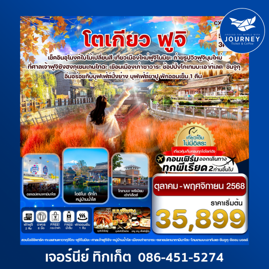 โตเกียว ฟูจิ อุโมงค์เมเปิ้ล ใบไม้เปลี่ยนสี เที่ยวเต็มไม่มีอิสระ 5วัน3คืน