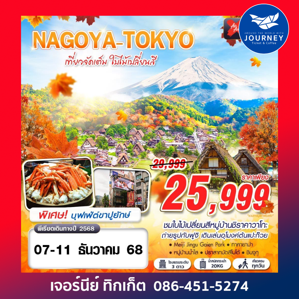 NAGOYA - TOKYO เที่ยวจัดเต็ม ใบไม้เปลี่ยนสี 5วัน 3คืน