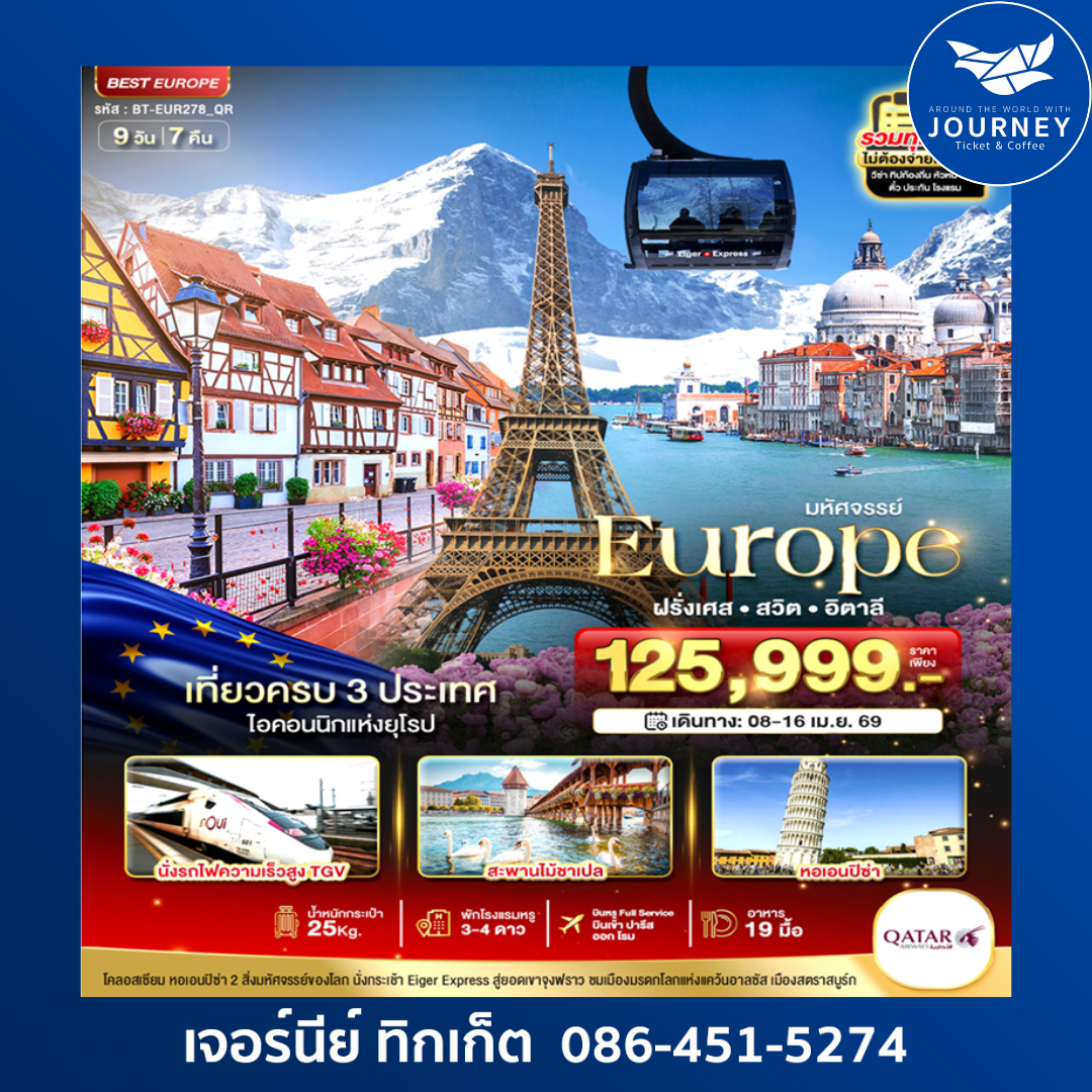 มหัศจรรย์ ฝรั่งเศส สวิต อิตาลี นั่ง TGV สู่สตราสบูร์ก 9D7N